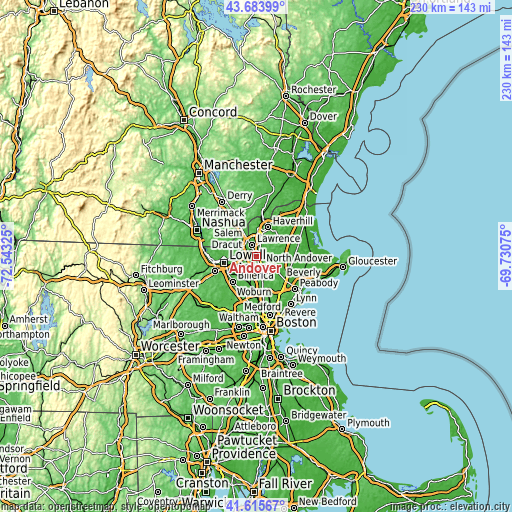 Topographic map of Andover