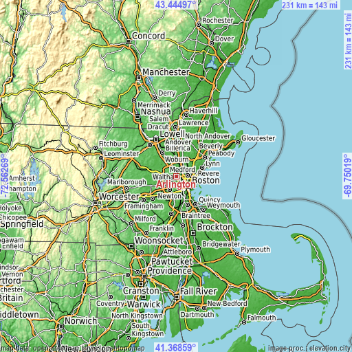 Topographic map of Arlington