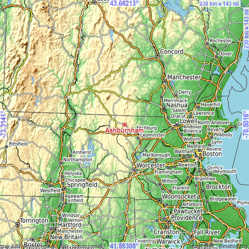 Topographic map of Ashburnham