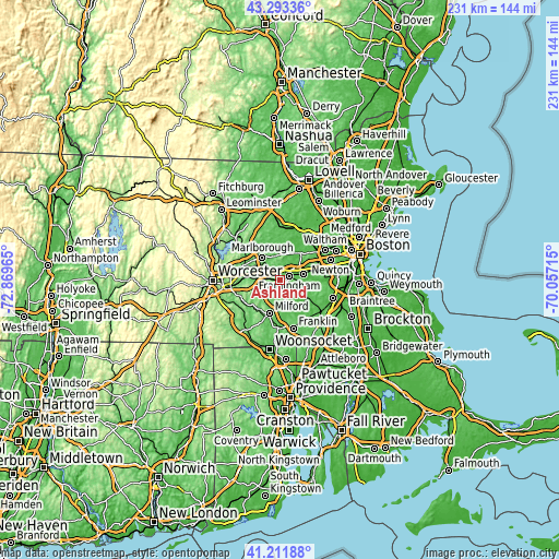 Topographic map of Ashland