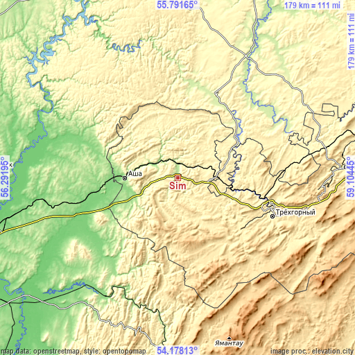 Topographic map of Sim