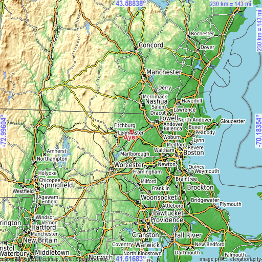 Topographic map of Ayer