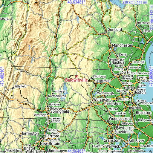 Topographic map of Baldwinville