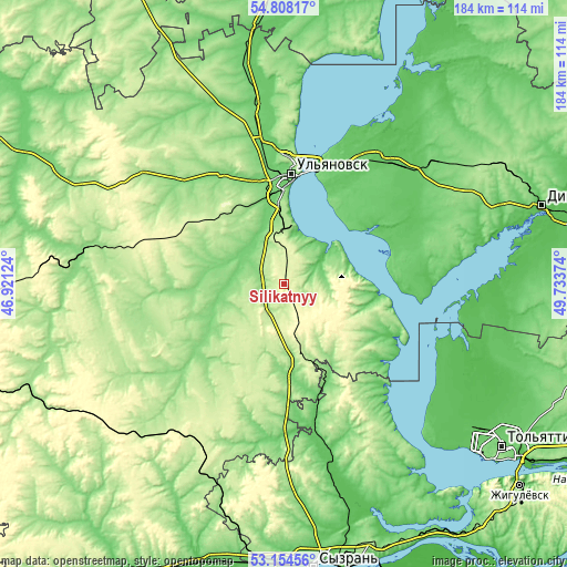 Topographic map of Silikatnyy