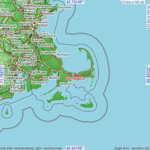 Topographic map of Barnstable