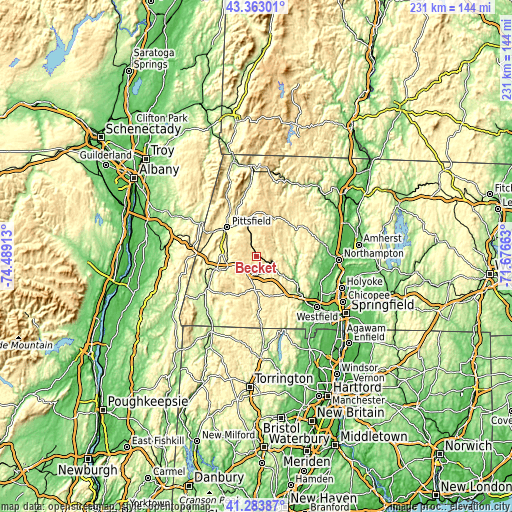 Topographic map of Becket