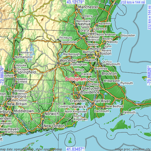 Topographic map of Bellingham