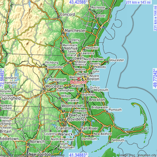 Topographic map of Belmont