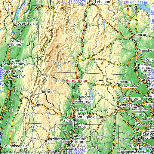 Topographic map of Bernardston