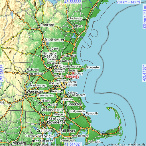 Topographic map of Beverly