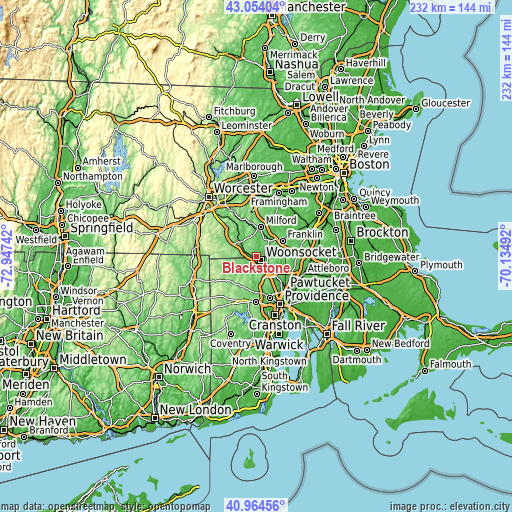 Topographic map of Blackstone