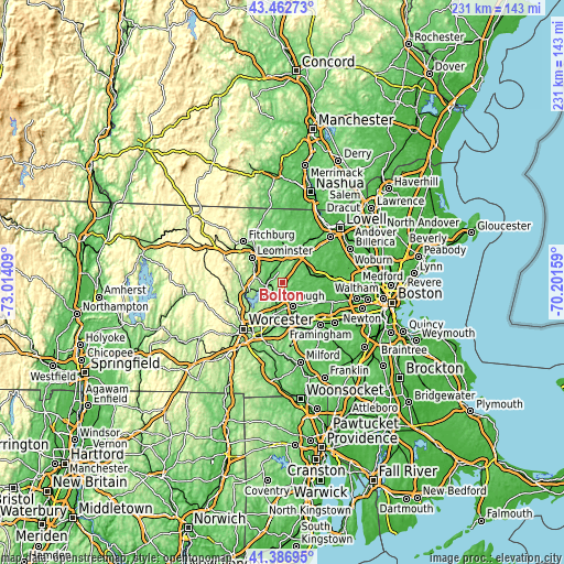 Topographic map of Bolton