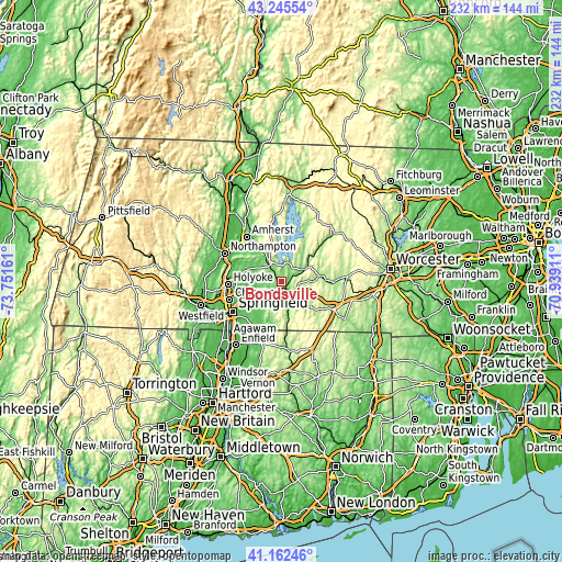 Topographic map of Bondsville