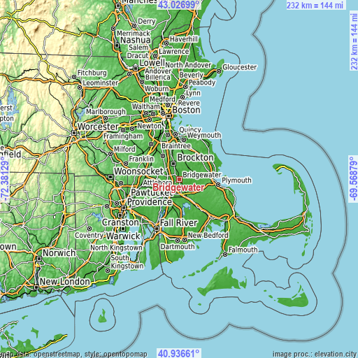 Topographic map of Bridgewater