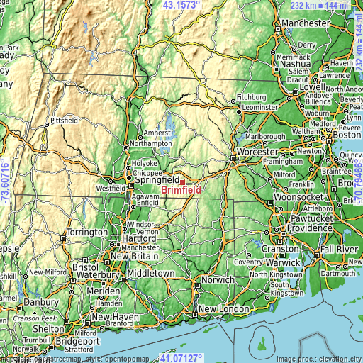 Topographic map of Brimfield