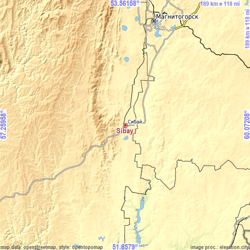 Topographic map of Sibay