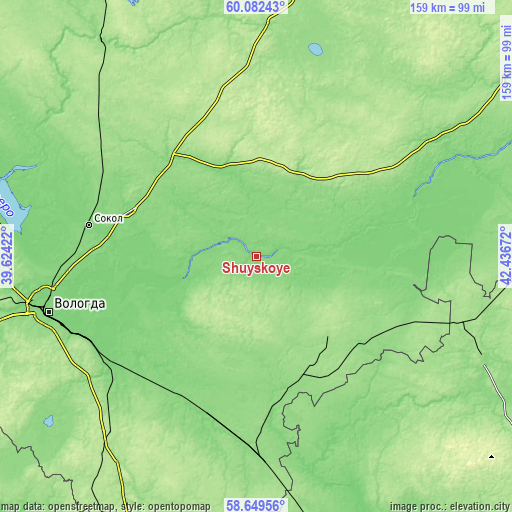 Topographic map of Shuyskoye