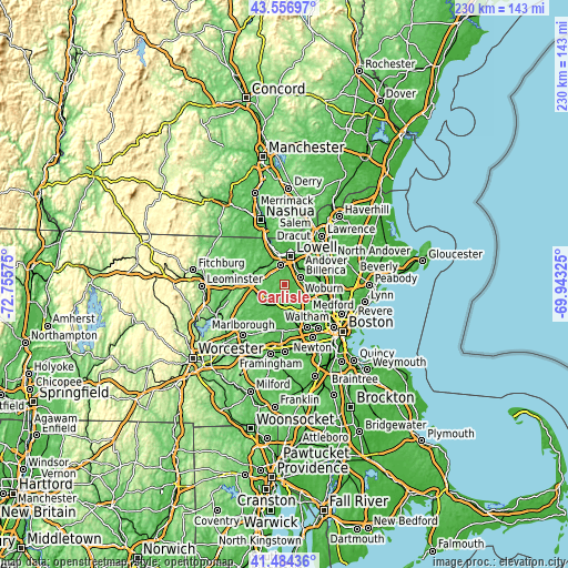 Topographic map of Carlisle