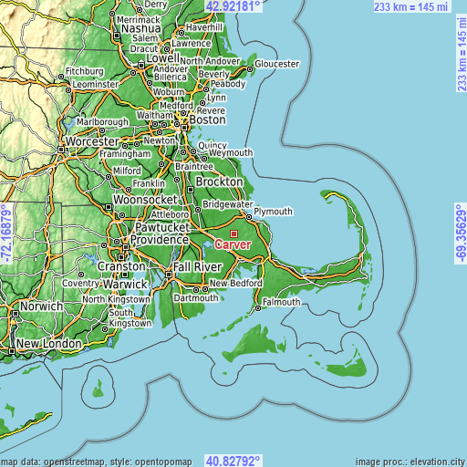 Topographic map of Carver