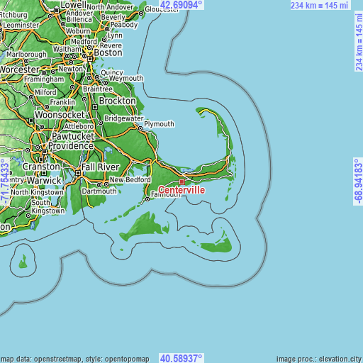 Topographic map of Centerville