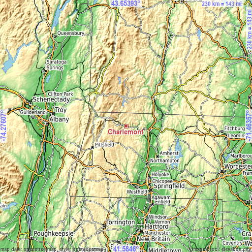 Topographic map of Charlemont