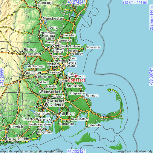 Topographic map of Cohasset