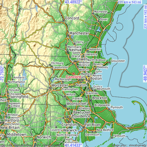 Topographic map of Concord