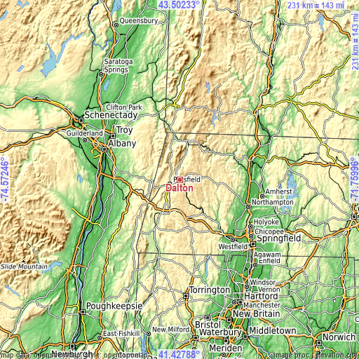 Topographic map of Dalton