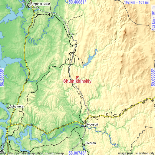 Topographic map of Shumikhinskiy