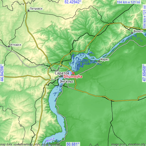 Topographic map of Shumeyka