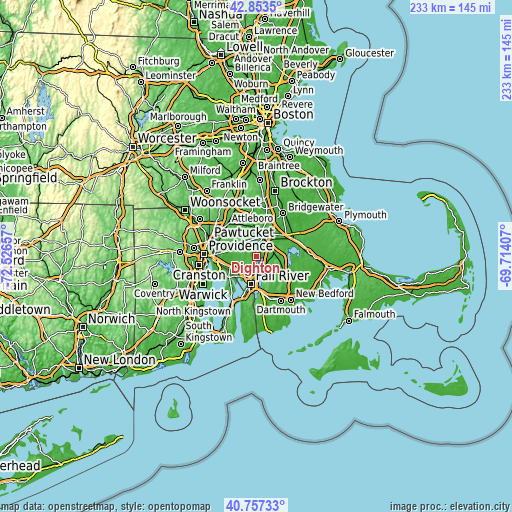 Topographic map of Dighton