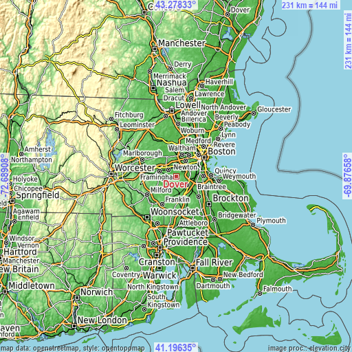 Topographic map of Dover