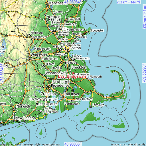 Topographic map of East Bridgewater