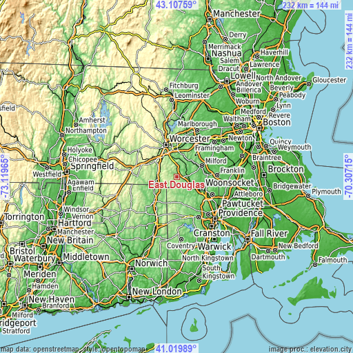 Topographic map of East Douglas