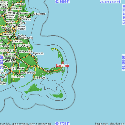 Topographic map of Eastham