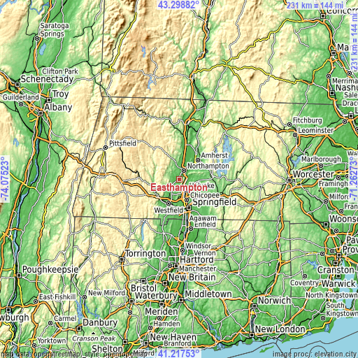 Topographic map of Easthampton