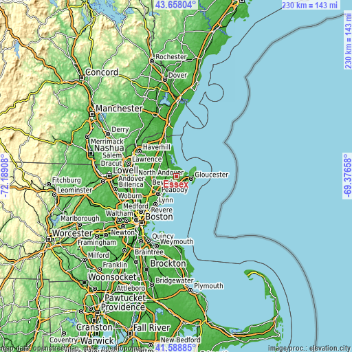 Topographic map of Essex