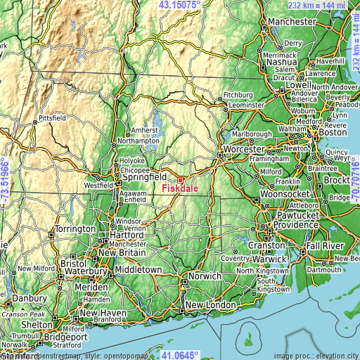 Topographic map of Fiskdale