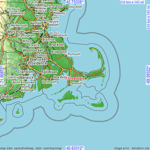 Topographic map of Forestdale