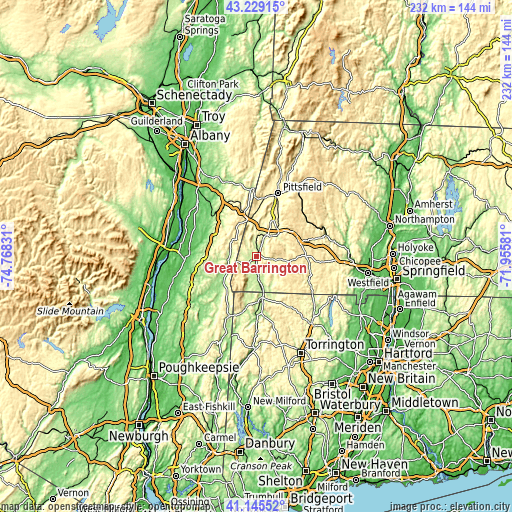 Topographic map of Great Barrington