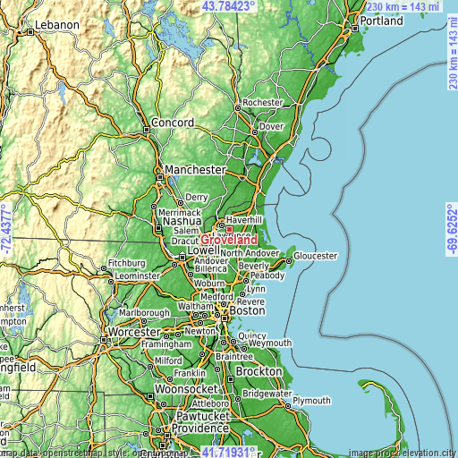 Topographic map of Groveland