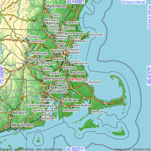 Topographic map of Hanson