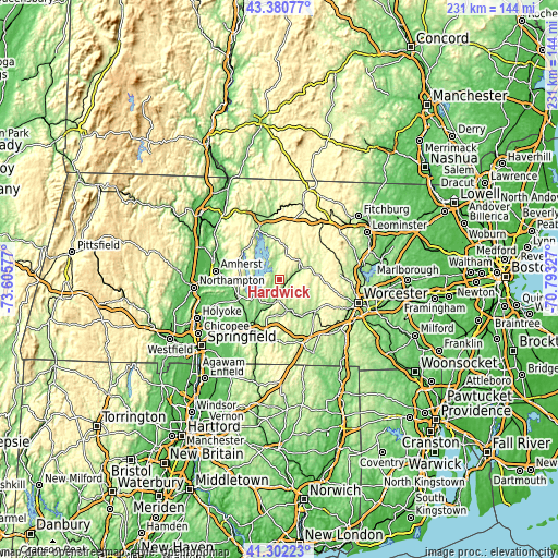 Topographic map of Hardwick