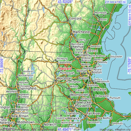 Topographic map of Harvard