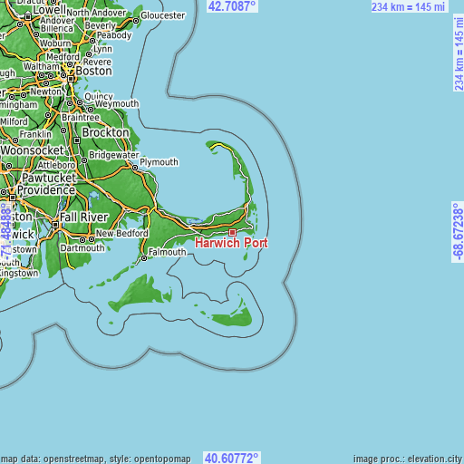 Topographic map of Harwich Port