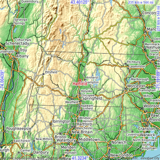 Topographic map of Hatfield