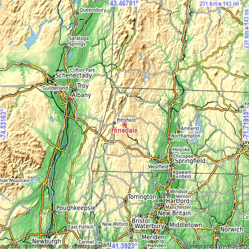 Topographic map of Hinsdale