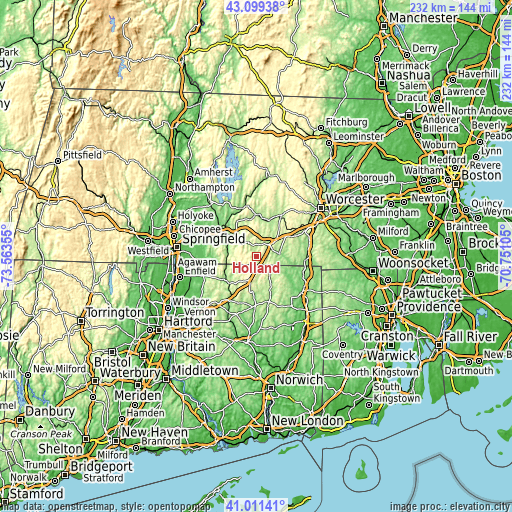 Topographic map of Holland