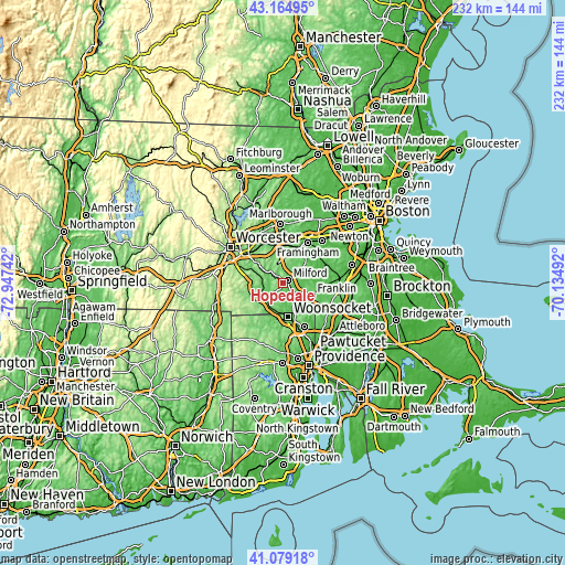 Topographic map of Hopedale