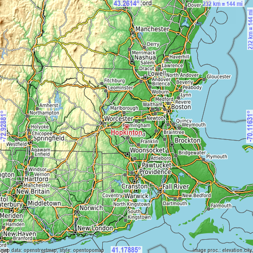 Topographic map of Hopkinton